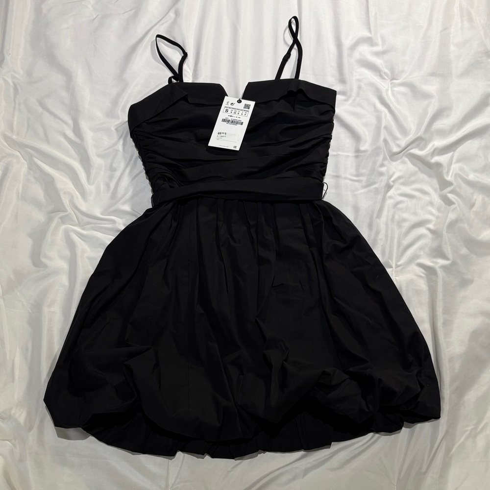 ZARA black balloon corset style dress